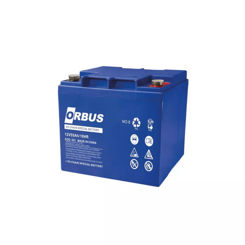aku58 Orbus 12V 55Ah Jel Akü ( Engelli Araç Aküsü ) - Görsel 1